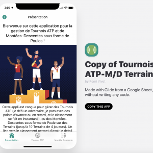 GlideApp - Tournoi ATP ou par Terrain (Sports de Raquette)